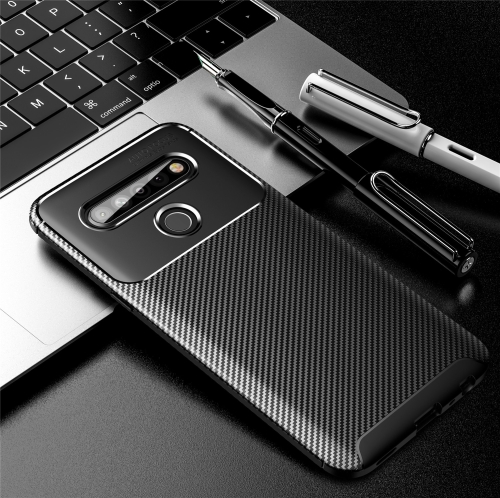 

For LG K51 / Q51 Carbon Fiber Texture Shockproof TPU Case(Black)