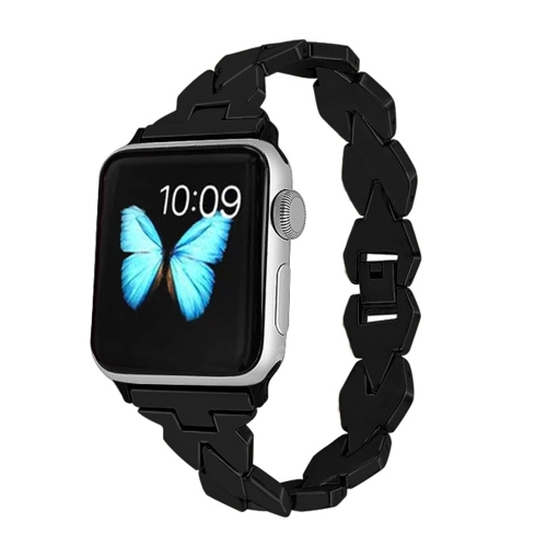 

For Apple Watch Series 5 & 4 40mm / 3 & 2 & 1 38mm Diamond Stainless Steel Watch Band Strap(Black)