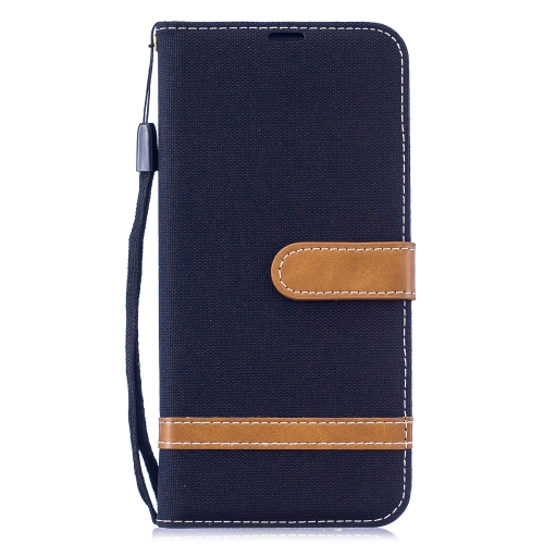 

Color Matching Denim Texture Leather Case for Xiaomi Redmi Note 6, with Holder & Card Slots & Wallet & Lanyard(Black)