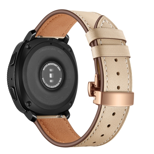 

22mm For Huawei Watch GT2e / GT2 46mm Leather Butterfly Buckle Strap Rose Gold Buckle(Apricot)