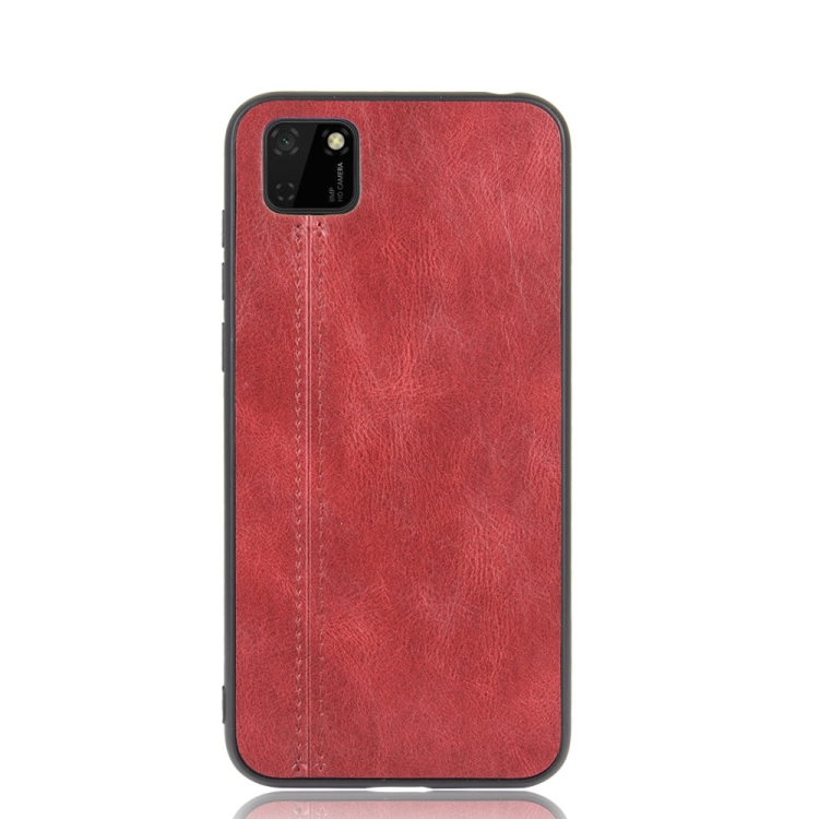 

For Huawei Y5p Shockproof Sewing Cow Pattern Skin PC + PU + TPU Case(Red)
