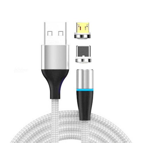 

2 in 1 3A USB to Micro USB + USB-C / Type-C Fast Charging + 480Mbps Data Transmission Mobile Phone Magnetic Suction Fast Charging Data Cable, Cable Length: 1m(Silver)