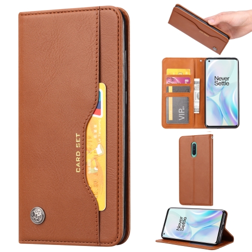 

For One PLus 8 Knead Skin Texture Horizontal Flip Leather Case , with Photo Frame & Holder & Card Slots & Wallet(Brown)