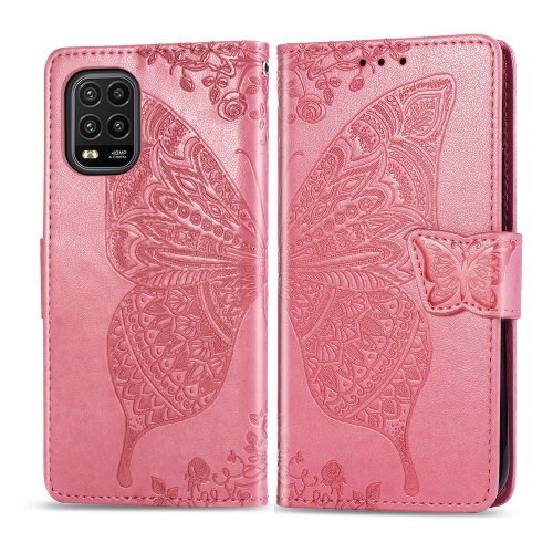 

For Xiaomi 10 Lite 5G Butterfly Love Flower Embossed Horizontal Flip Leather Case with Bracket / Card Slot / Wallet / Lanyard(Pink)