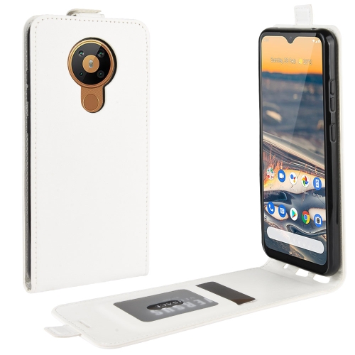 

For Nokia 5.3 R64 Texture Single Vertical Flip Leather Protective Case with Card Slots & Photo Frame(White)