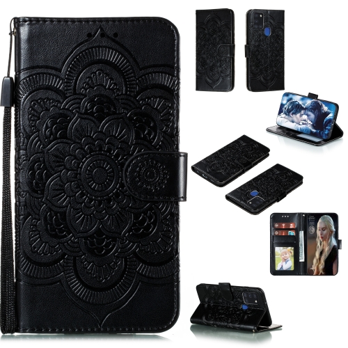 

For Samsung Galaxy A21s Mandala Embossing Pattern Horizontal Flip Leather Case with Holder & Card Slots & Wallet & Photo Frame & Lanyard(Black)