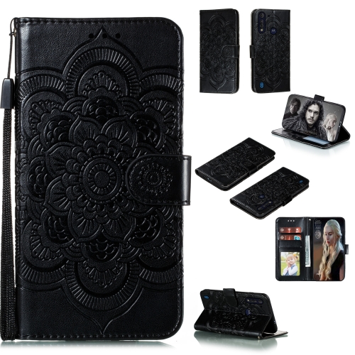 

For Motorola Moto G8 Power Lite Mandala Embossing Pattern Horizontal Flip Leather Case with Holder & Card Slots & Wallet & Photo Frame & Lanyard(Black)