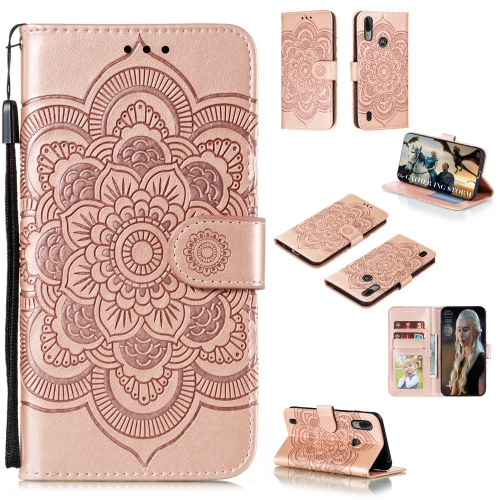 

For Motorola Moto E6S 2020 Mandala Embossing Pattern Horizontal Flip Leather Case with Holder & Card Slots & Wallet & Photo Frame & Lanyard(Rose Gold)