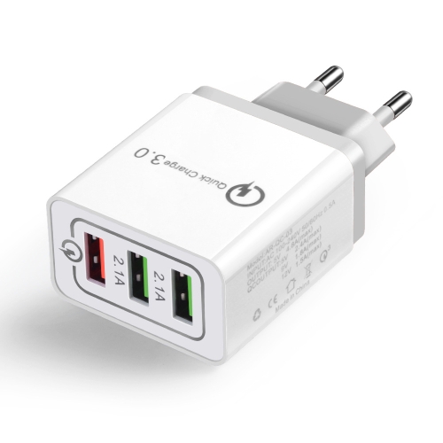 

QC 3.0 USB + 2.1A Dual USB Interface Universal Charger Travel Charger(EU Plug)