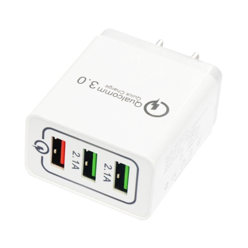 

QC 3.0 USB + 2.1A Dual USB Interface Universal Charger Travel Charger(US Plug)