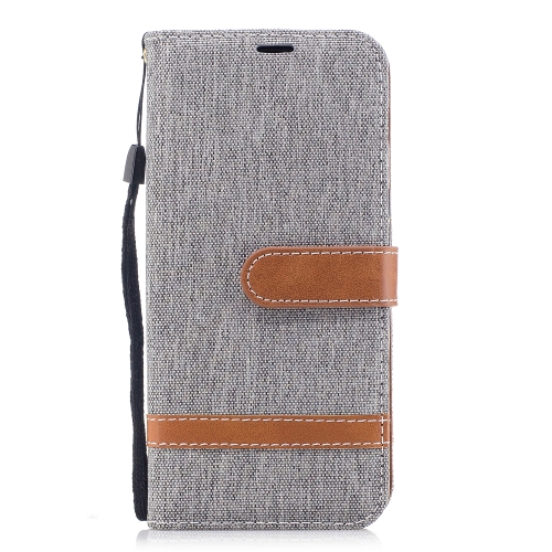 

Color Matching Denim Texture Leather Case for Galaxy A8 / A530, with Holder & Card Slots & Wallet & Lanyard(Gray)