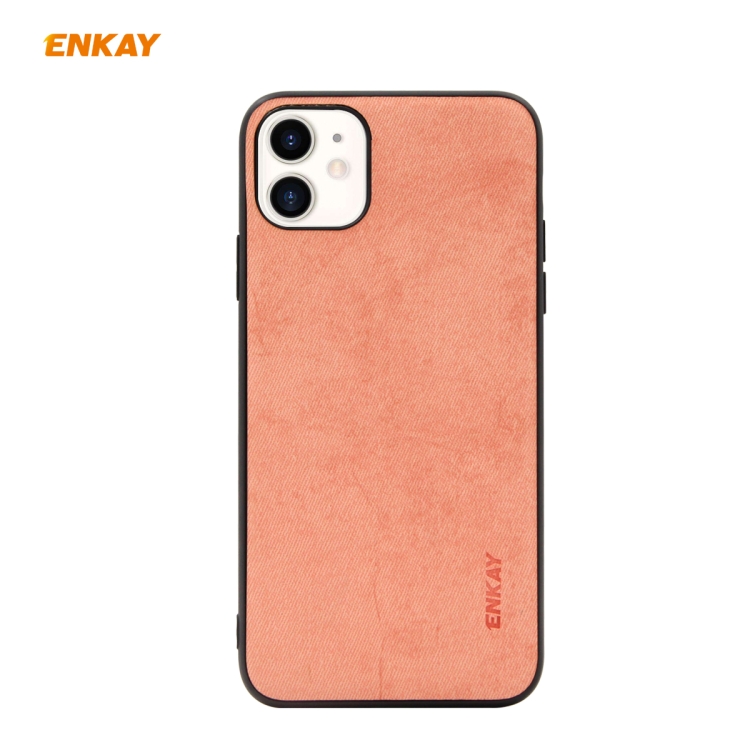 

For iPhone 11 ENKAY ENK-PC028 Business Series Fabric Texture PU Leather + TPU Soft Slim Case(Orange)