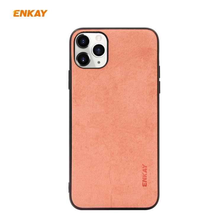 

For iPhone 11 Pro ENKAY ENK-PC029 Business Series Fabric Texture PU Leather + TPU Soft Slim Case Cover(Orange)