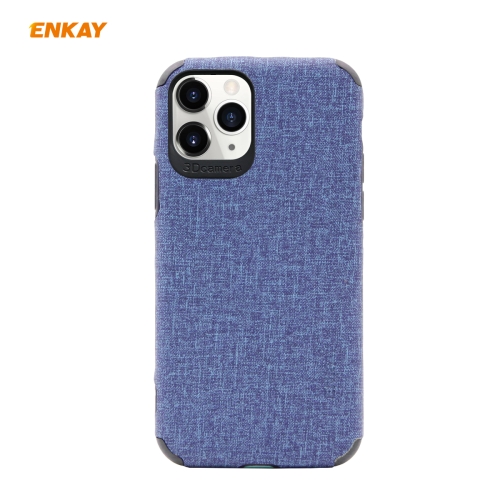 

For iPhone 11 Pro Max ENKAY ENK-PC033 Business Series Denim Texture PU Leather + TPU Soft Slim Case Cover(Blue)