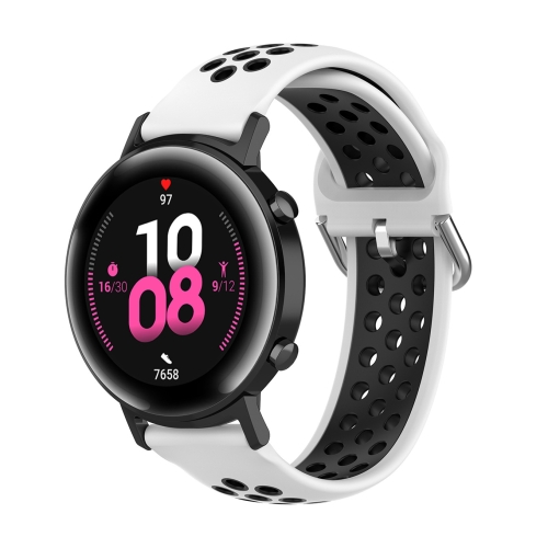

22mm For Huawei Watch GT2e/GT/GT2 46MM Fashion Inner Buckle Silicone Strap(White black)