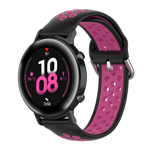 

20mm For Huami Amazfit GTS / Samsung Galaxy Watch Active 2 / Huawei Watch GT2 42MM Fashion Inner Buckle Silicone Strap(Black rose)