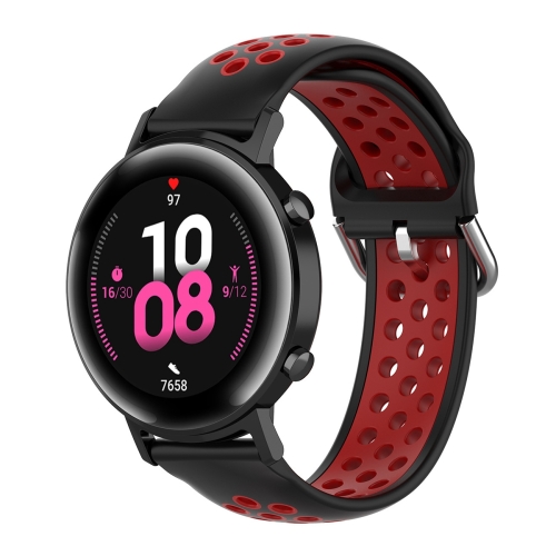 

20mm For Huami Amazfit GTS / Samsung Galaxy Watch Active 2 / Huawei Watch GT2 42MM Fashion Inner Buckle Silicone Strap(Black red)