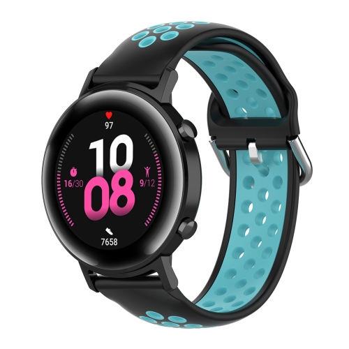 

20mm For Huami Amazfit GTS / Samsung Galaxy Watch Active 2 / Huawei Watch GT2 42MM Fashion Inner Buckle Silicone Strap(Black teal)