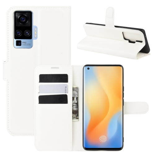 

For vivo X50 Pro Litchi Texture Horizontal Flip Protective Case with Holder & Card Slots & Wallet(White)