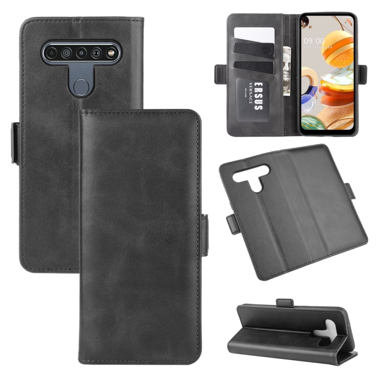 

For LG K61 Dual-side Magnetic Buckle Horizontal Flip Leather Case with Holder & Card Slots & Wallet(Black)
