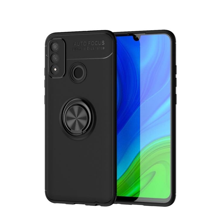 

For Huawei P smart 2020 Metal Ring Holder 360 Degree Rotating TPU Case(Black+Black)