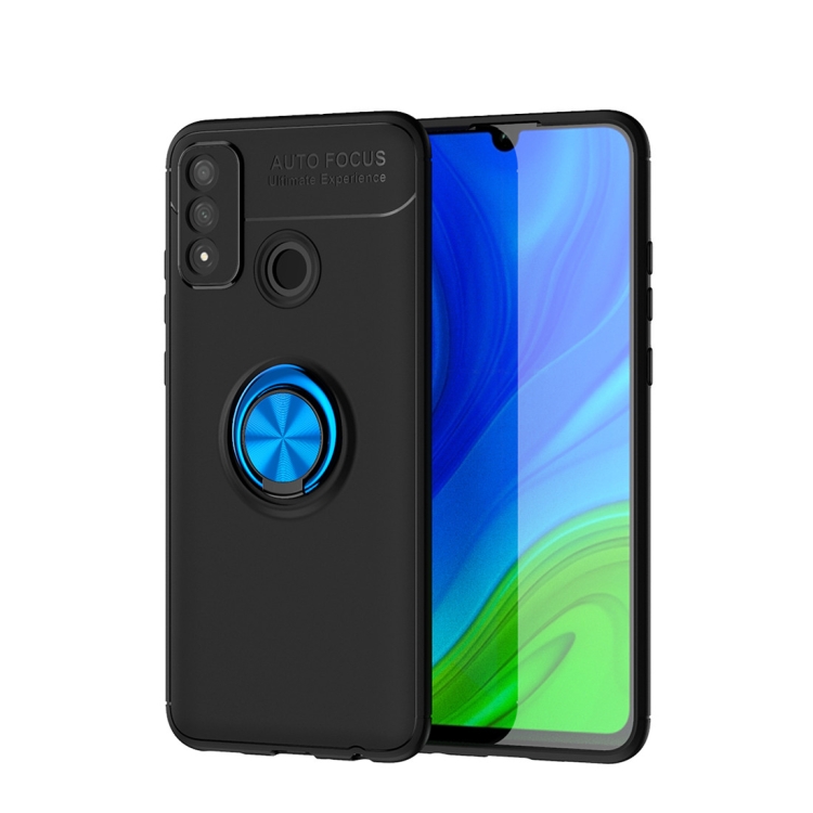 

For Huawei P smart 2020 Metal Ring Holder 360 Degree Rotating TPU Case(Black+Blue)