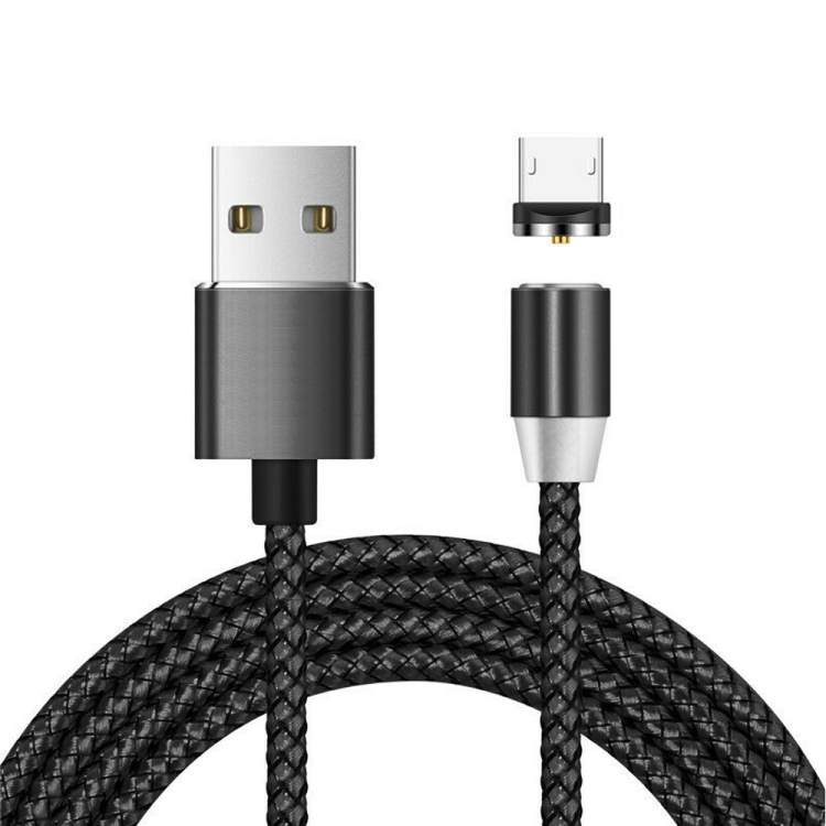

USB to Micro USB Magnetic Metal Connector Nylon Two-color Braided Magnetic Data Cable, Cable Length: 1m(Black)