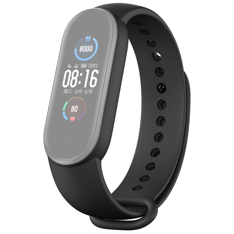 

Suitable For Xiaomi Band Mi 5 Solid-Color Silicone Strap Length: 24.5cm(Black)