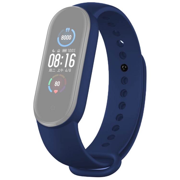 

Suitable For Xiaomi Band Mi 5 Solid-Color Silicone Strap Length: 24.5cm(Midnight Blue)