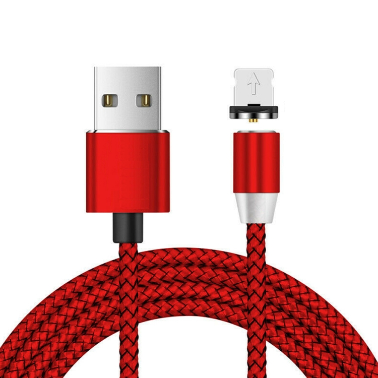 

USB to 8 Pin Magnetic Metal Connector Nylon Two-color Braided Magnetic Data Cable, Cable Length: 1m(Red)