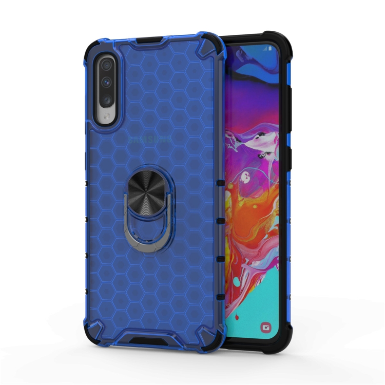 

For Huawei Y9S Shockproof Honeycomb PC + TPU Ring Holder Protection Case(Blue)