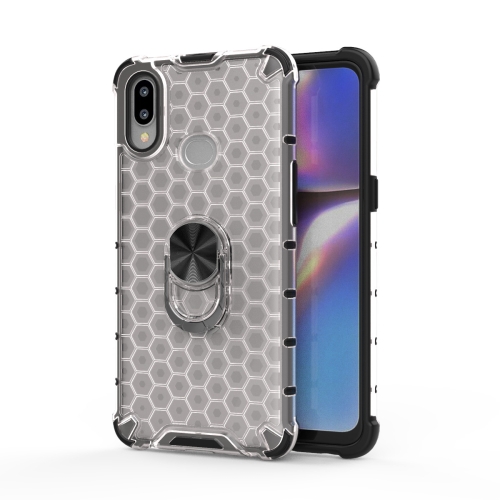 

For Samsung Galaxy A10 Shockproof Honeycomb PC + TPU Ring Holder Protection Case(White)