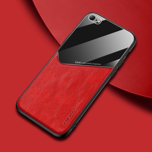 

For iPhone 6Plus/6s Plus All-inclusive Leather + Organic Glass Phone Case With Metal Iron Sheet(Red)