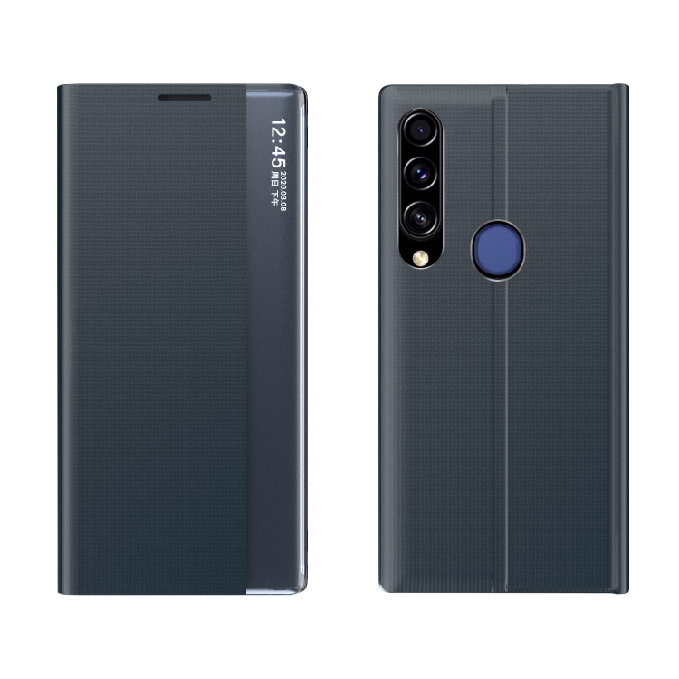 

For Huawei P40 Lite E/Y7P/Honor 9C Side Display With Magnetic / Bracket Function / Sleep Function Plain Texture Cloth + PC Flip Case(Dark Blue)