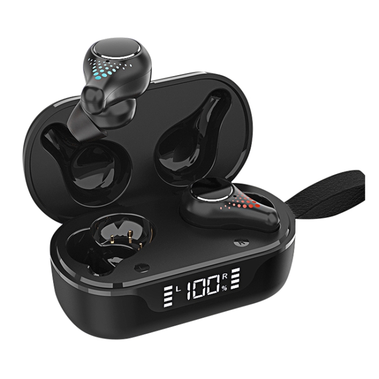

T8 Hifi Wireless Bluetooth 5.0 Earphone Waterproof Sports Gaming Earphone Noise Earbuds with LED Display(Black)