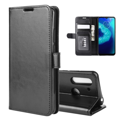 

For Motorola Moto G8 Power Lite R64 Texture Single Horizontal Flip Protective Case with Holder & Card Slots & Wallet& Photo Frame(Black)