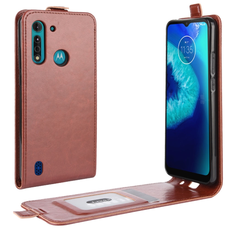 

For Motorola Moto G8 Power Lite R64 Texture Single Vertical Flip Leather Protective Case with Card Slots & Photo Frame(Brown)
