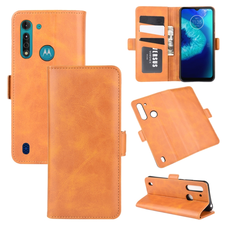 

For Motorola Moto G8 Power Lite Dual-side Magnetic Buckle Horizontal Flip Leather Case with Holder & Card Slots & Wallet(Yellow)