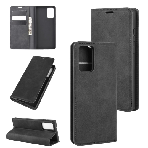 

For Samsung Galaxy Note20 Retro-skin Business Magnetic Suction Leather Case with Holder & Card Slots & Wallet(Black)