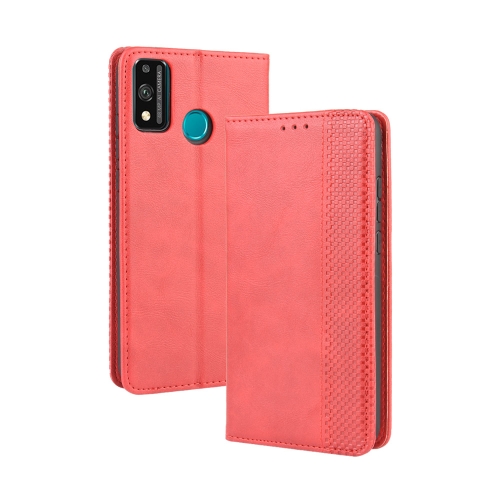 

For Huawei Honor 9X Lite Magnetic Buckle Retro Crazy Horse Texture Horizontal Flip Leather Case , with Holder & Card Slots & Photo Frame(Red)