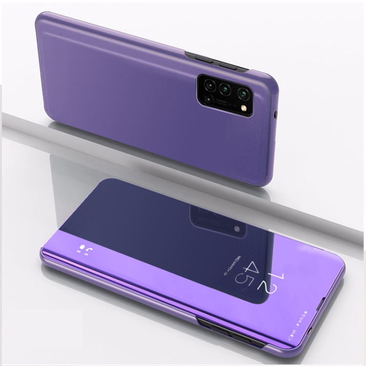 

For OPPO A52/A72/A92 Plated Mirror Horizontal Flip Leather Case with Holder(Purple Blue)