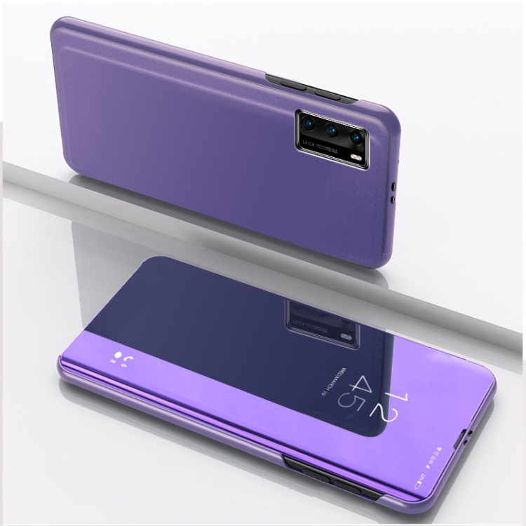 

For OPPO Reno 4 Plated Mirror Horizontal Flip Leather Case with Holder(Purple Blue)