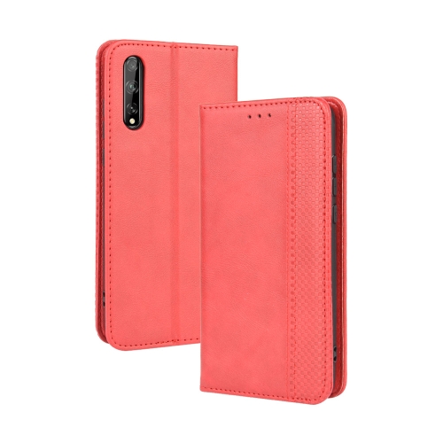 

For Huawei P Smart S/Y8p/Enjoy 10S Magnetic Buckle Retro Crazy Horse Texture Horizontal Flip Leather Case , with Holder & Card Slots & Photo Frame(Red)