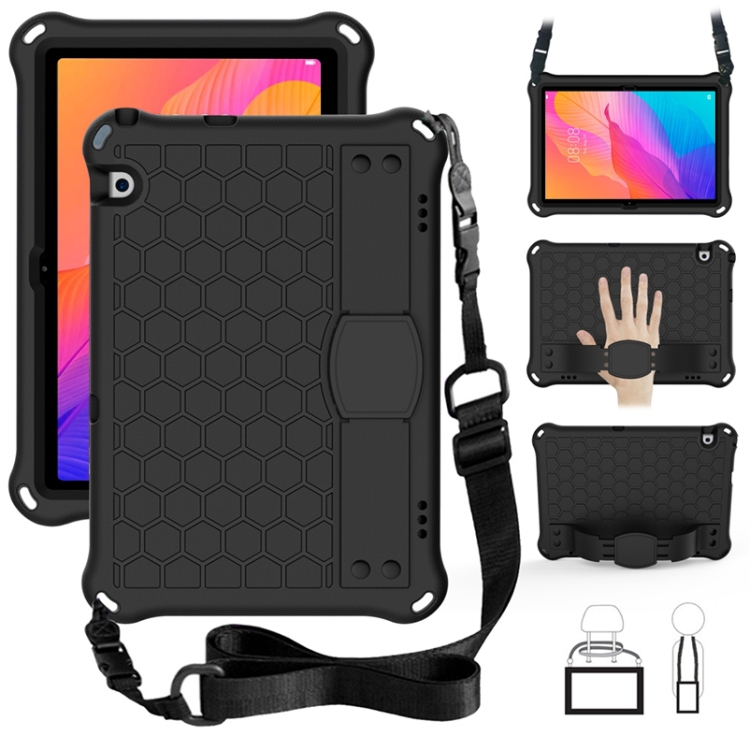 

For Huawei MatePad T8 8.0 (2020) Honeycomb Design EVA + PC Four Corner Shockproof Protective Case with Strap(Black+Black)