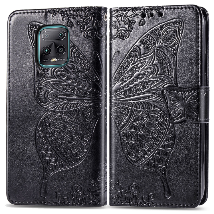 

For Xiaomi Redmi 10X Pro/10X Butterfly Love Flower Embossed Horizontal Flip Leather Case with Bracket / Card Slot / Wallet / Lanyard(Black)