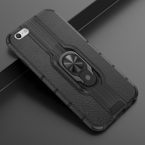 

For iPhone 6 & 6s Shockproof PC + TPU Case with Ring Holder(Black)