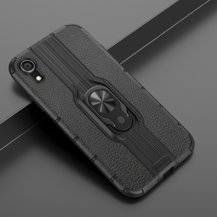

For iPhone XR Shockproof PC + TPU Case with Ring Holder(Black)