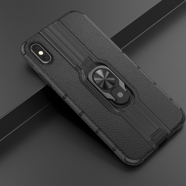

For iPhone Xs Max Shockproof PC + TPU Case with Ring Holder(Black)
