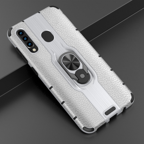 

For Samsung Galaxy A50 Shockproof PC + TPU Case with Ring Holder(Silver)