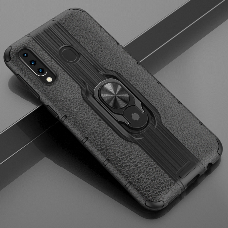 

For Samsung Galaxy M30 Shockproof PC + TPU Case with Ring Holder(Black)